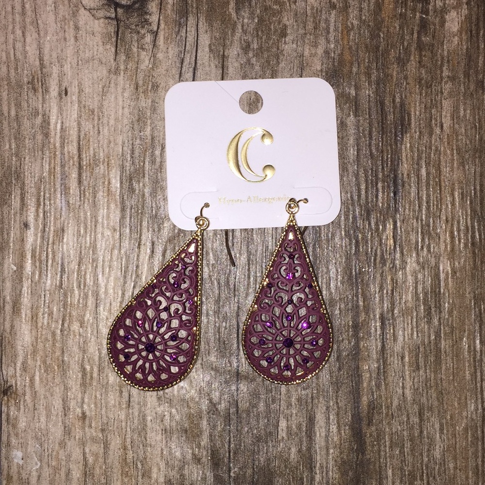 Brand new Purple & Gold Charming Charlie Earrings
